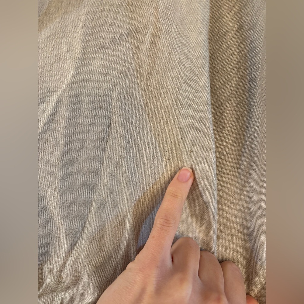 new Staud Amelie draped linen blend midi dress in natural oatmeal heather - Picture 12 of 12